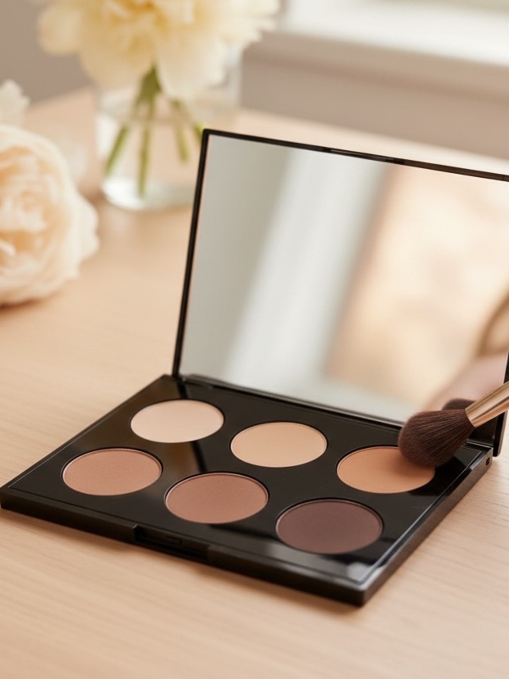 Neutral Pressed Powder for face contouring. Palette 6 Shades of Beige Brown